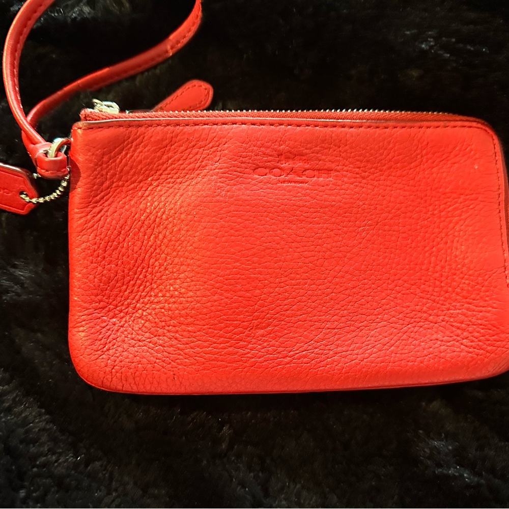 Coach Vibrant Red Leather Wristlet